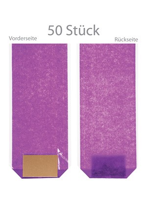 Kreuzbodenbeutel Jute-Optik violett 100 x 220 mm 35 my, 50 Stück