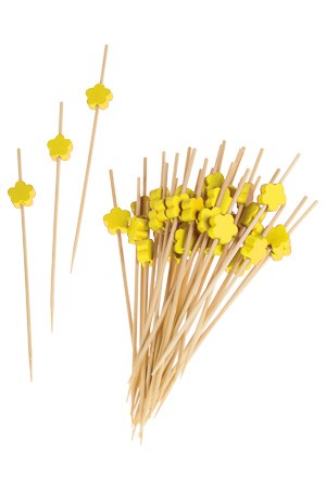 Bambusstäbchen gelb 'Blume', 36 Stück