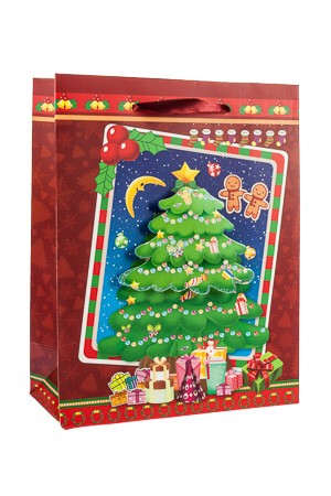 3D Geschenktüte 'Weihnachtsbaum', 18 x 8,5 x 23 cm