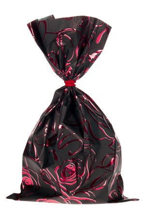 Schmuckbeutel 'Rosenblüte' schwarz 15 x 25 cm - 10er Pack