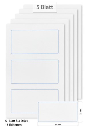 Tiefkühletiketten 'Weiß, blauer Rahmen' 67 x 35 mm, 15 Stück