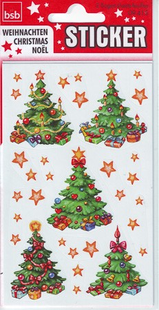 Weihnachtsetiketten 'Weihnachtsbaum und Sterne'