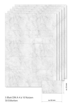Etiketten 82 x 52 mm grau marmoriert - 5 Blatt A4