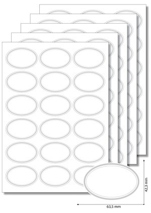 Etiketten oval 'Silberner Rahmen' - 5 Blatt A4