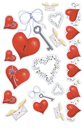 Epoxy-Sticker 'Herzen und Schlüssel'