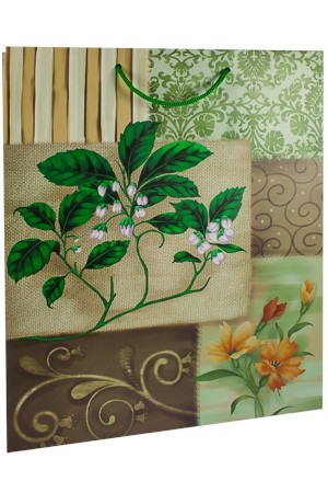 Geschenktüte 'Gartenblume' grün, 22,5 x 14 x 33 cm