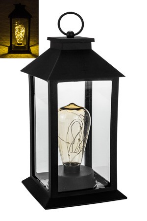 Deko-Laterne 'Glühbirne' 29 cm, 10 LEDs, schwarz