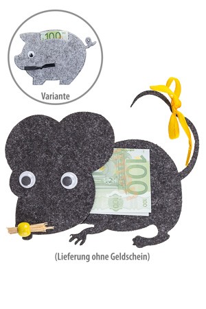 Geldgeschenk 'Maus und Schwein' aus Filz