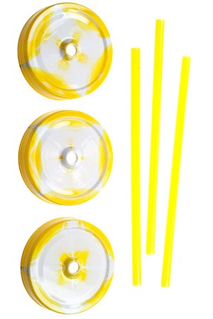 CT 70 Trinkhalmdeckel gelb-weiß, Loch Ø 8 mm, 3 Stück