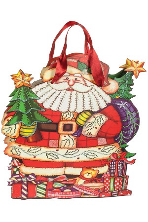 Deko-Geschenktasche 'Weihnachtsmann mit Tanne', 27 x 8 x 28,5 cm