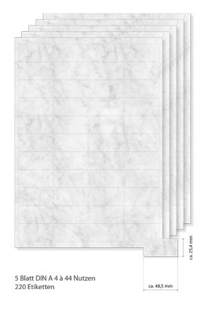 Etiketten 48,5 x 25,4 mm grau marmoriert - 5 Blatt A4