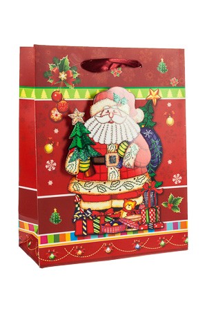 3D Geschenktüte 'Santa Claus', 18 x 8,5 x 23 cm