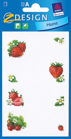 Schmucketiketten 'Erdbeeren und Blüte'