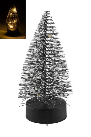 Deko-Tannenbaum mit 5 LEDs, 10 cm, schwarz