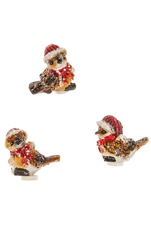 Miniaturen zum Aufkleben 'Weihnachtsvogel' - 3er Set
