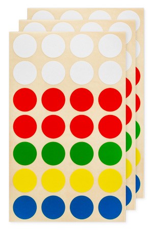 Vielzweck-Etiketten 'Punkte in 5 Farben' Ø 16 mm, 84 Stück