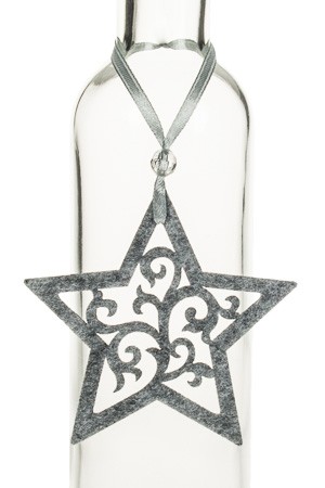 Weihnachtsanhänger 'Stern mit großen Ornamenten' grau