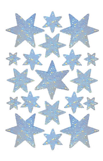 Schmucketiketten 'Sterne' Holografie silber