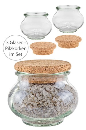WECK-Schmuckglas 220 ml mit Pilzkorken, 3er Set