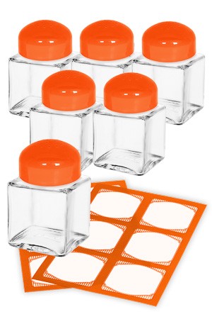 Cubi Streuer orange, 6er mit Etiketten