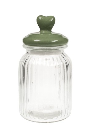 Vorratsglas 1000 ml mit Herzdeckel grün