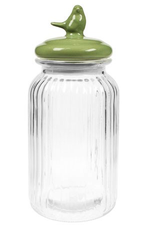 Vorratsglas 1200 ml mit Vogeldeckel grün