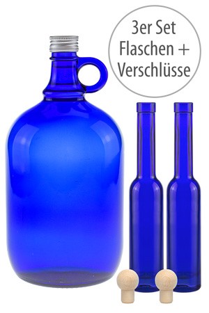 Blaue Flaschen 'Wellness', 3er Set