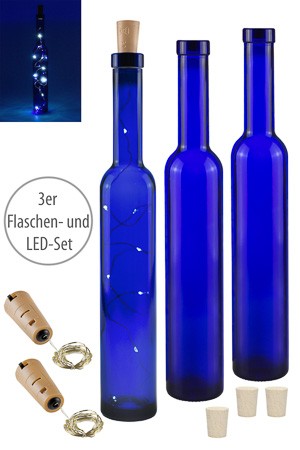 Blaue Flasche 375 ml 'Lichtzauber', 3er Set