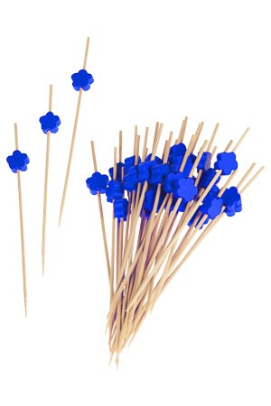 Bambusstäbchen blau 'Blume', 36 Stück