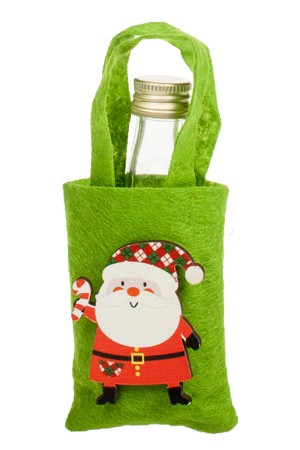 Mini-Geschenktasche 'Weihnachtsmann' aus Filz grün, 6,7 x 0,5 x 14 cm