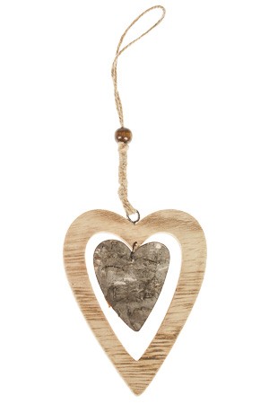 Anhänger 'Herz' aus Holz rustikal