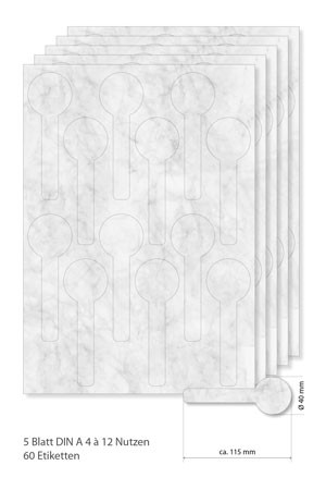 Siegeletiketten grau marmoriert - 5 Blatt A4