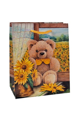 Geschenktüte 'Bärchen mit Sonnenblumen', 11 x 6 x 13,5 cm