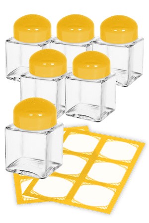 Cubi Streuer gelb, 6er mit Etiketten
