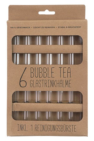 Bubble Tea Glastrinkhalme 21 cm x 14 mm, 6 Stück