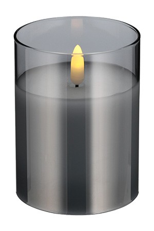 LED Kerze im Glas mit Echtwachs und Timer