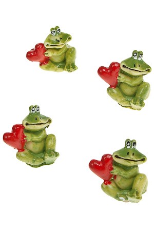 Miniaturen zum Aufkleben 'Frosch mit Herz' - 4er Pack