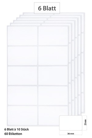 Etiketten 'Weiß 36 x 23 mm', 60 Stück