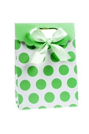 Geschenktasche 'Punkte hellgrün', 11,5 x 6 x 16 cm