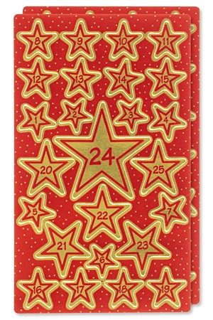 Weihnachtsetiketten 'Adventskalender 1-24 goldene Sterne'