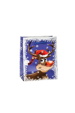 Geschenktüte 'Rudolph' blau, 11 x 6 x 13,5 cm