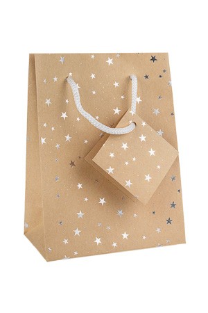 Geschenktüte 'Sterne', 11 x 14,5 cm, silber