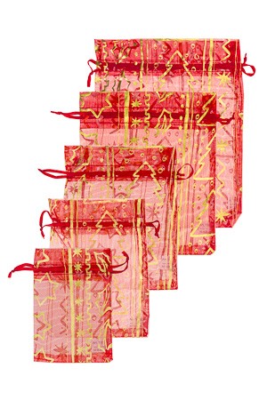 Organzasäckchen rot, 5-teiliges Set