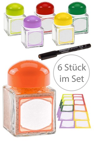 Buntes Cubi-Streuer-Set, 6 Gläser