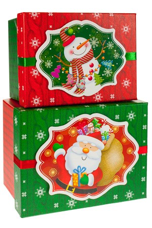 Geschenkboxen 'Weihnachtsmann' und 'Schneemann', 2 Stück