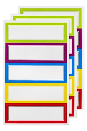 Etiketten 'Doppelrahmen in 5 Farben' 69 x 21 mm, 15 Stück