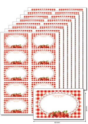 Etiketten 'Erdbeeren' 63 x 38 mm, A5, 80 Stück