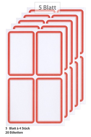 Etiketten 'Rahmen in rot', 20 Stück