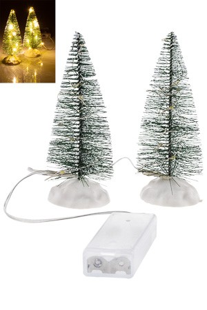 Deko-Tannenbäume mit LED-Lichterkette 14 cm, 2 Stück