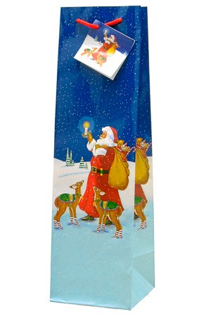 Flaschentasche 'Weihnachtsmann', 10 x 10 x 35 cm